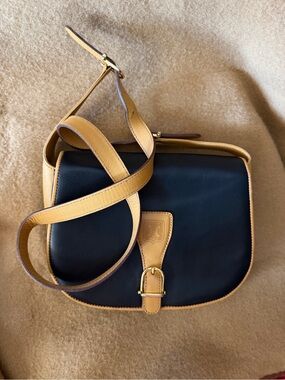 Celine Black and Tan Leather Saddle Crossbody
